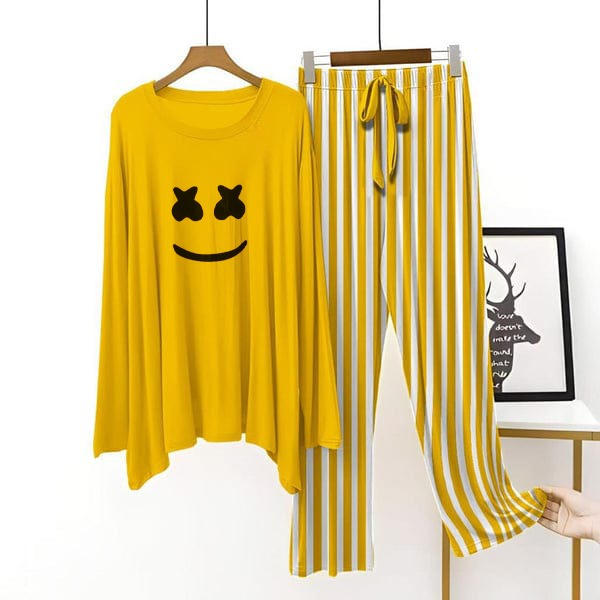 Yellow Lining Finger Love Printed Nightwear Full Sleeve
