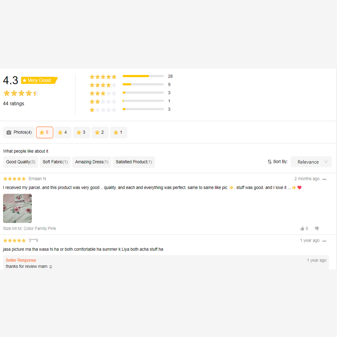 Pink flower pocket printed design night suit premium fabric for girls and woman