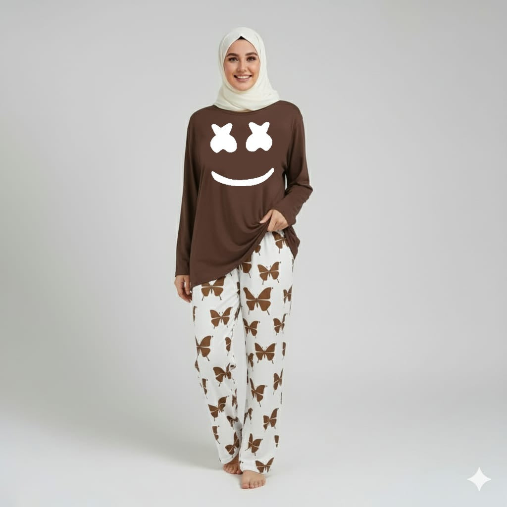 Marshmallow   Printed Yellow  Shirt With butterfly Printed Trouser