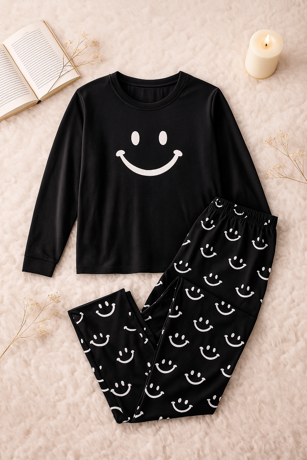 Black Smiley Face Style Night Dress