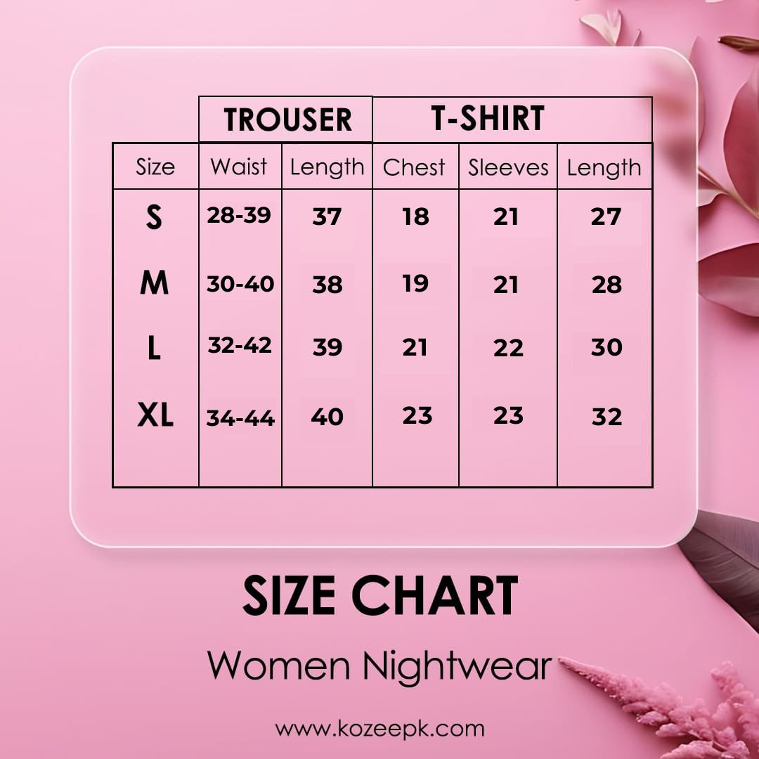 Pink Flower Printed Pocket Half Sleeves Shirt and White Flower Printed Trouser Night Wear