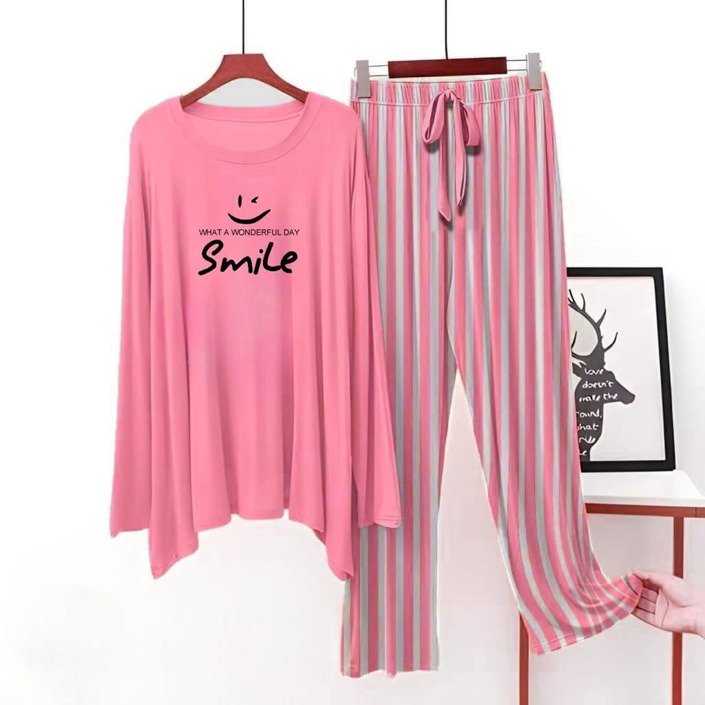 Pink Shirt (What a Wonderful day) Printed With Lining Trouser  ( Full Sleeves)