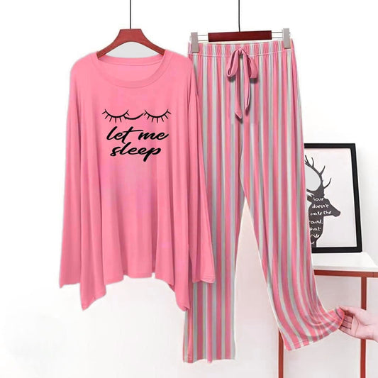 Pink (let me sleep) Printed Shirt With Lining Trouser