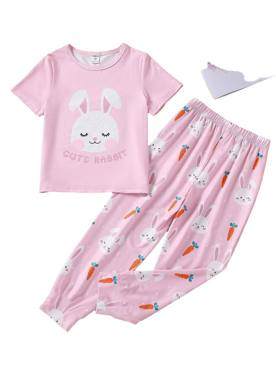 Pink cute Rabbit printed Kids Nightwear