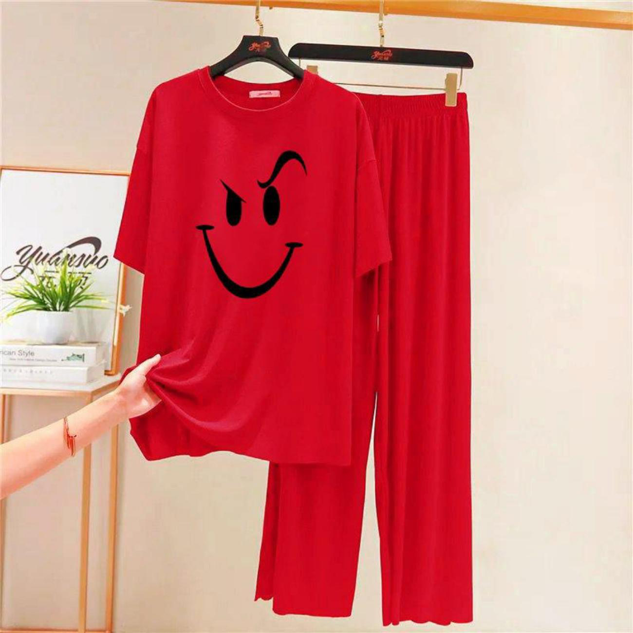 Red Smile Printed Flapper Style  Dress