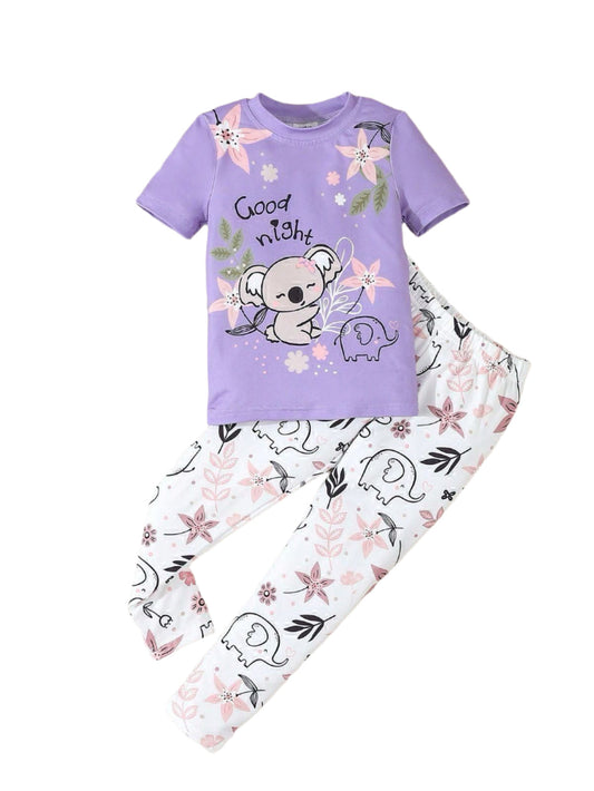 Purple Good Night  Print Kids Night Suit
