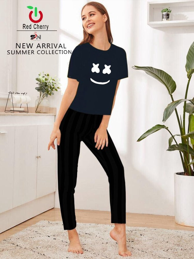 Navy Blue marshmallow Printed Shirt With Black Trouser