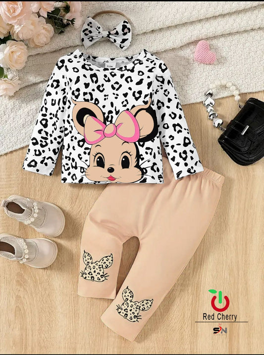 Peach mouse printed kids Nightwear