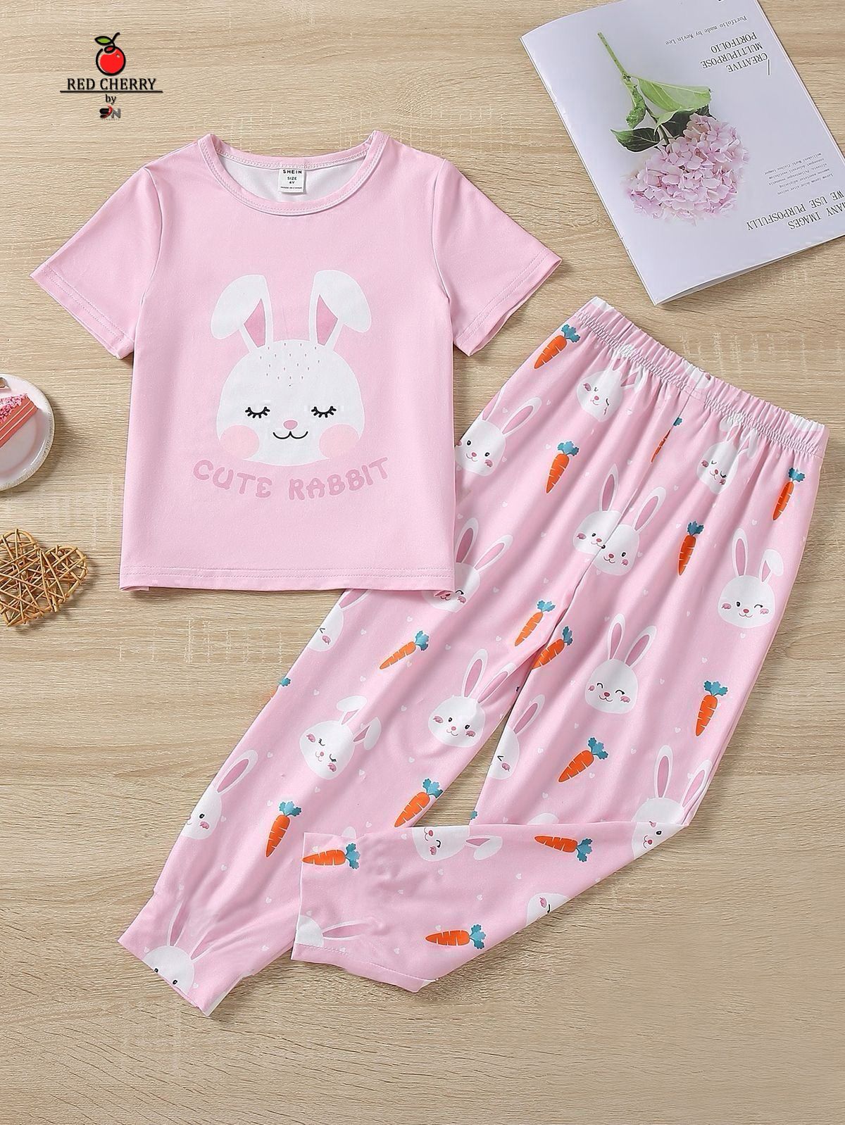 Pink cute Rabbit printed Kids Nightwear